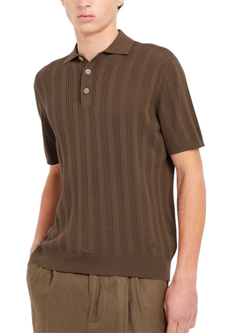 polo punto riga verticale traforato in cotone marrone MANUEL RITZ | Polo | 4032M505 26331129